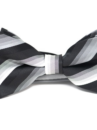 Ecliff Elie Sheen Finish Black & Grey Stripes Bow Tie