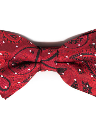 Ecliff Elie Sheen Finish Paisley Red With Black Bow Tie