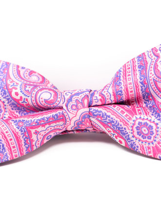 Ecliff Elie Sheen Finish Paisley Pink With Purple Bow Tie