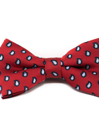 Ecliff Elie Sheen Finish Paisley Red Bow Tie