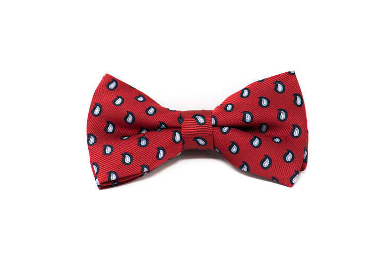 Ecliff Elie Sheen Finish Paisley Red Bow Tie