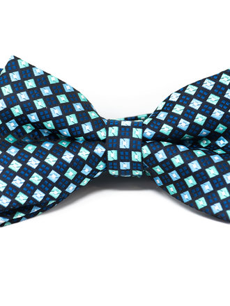 Ecliff Elie Sheen Finish Blue & Teal Checkered Bow Tie