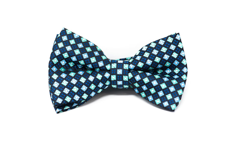 Ecliff Elie Sheen Finish Blue & Teal Checkered Bow Tie