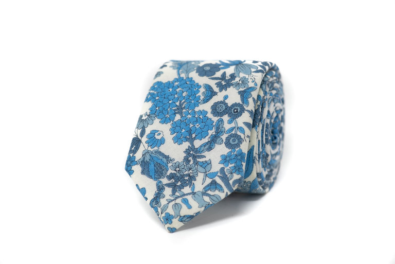Ecliff Elie Cotton Calendula Blue Floral Tie