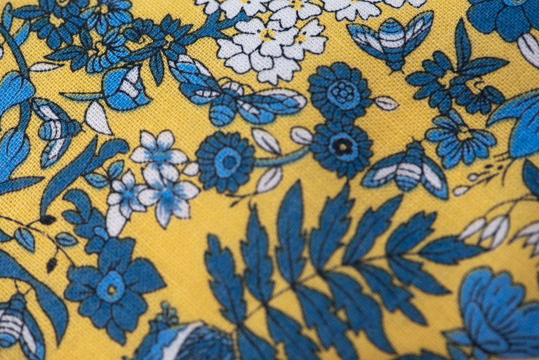 Ecliff Elie Cotton Yellow Blue & White Floral Tie