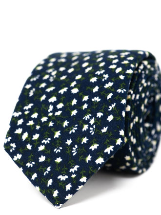 Ecliff Elie Cotton Navy Blue & White Floral Tie