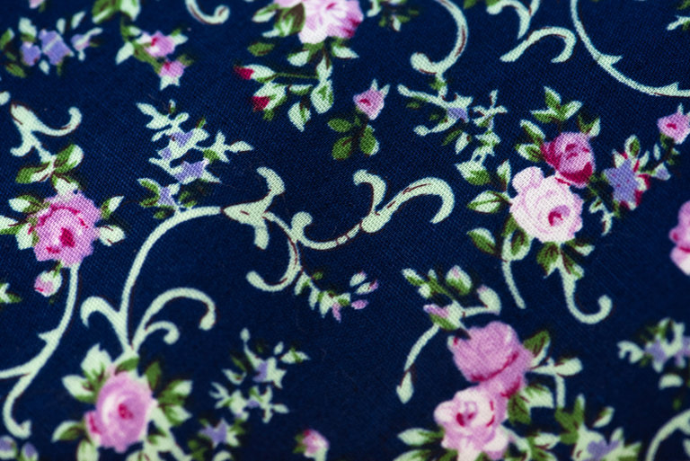 Ecliff Elie Cotton Navy Blue With Pink Flowers Tie