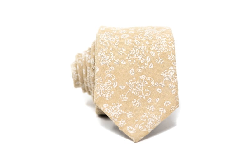 Ecliff Elie Cotton Cream Floral Tie