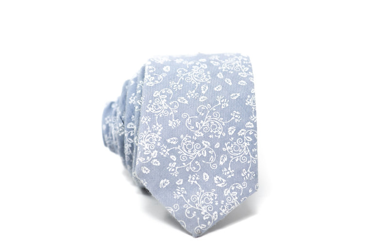 Ecliff Elie Cotton Pastel Blue Floral Tie