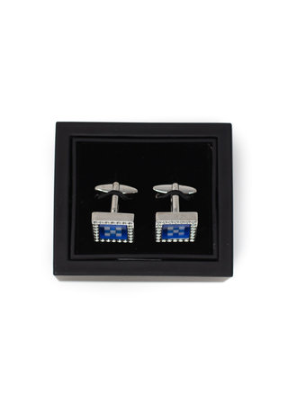 Ecliff Elie Vibrant Blue Square Silver Cufflinks