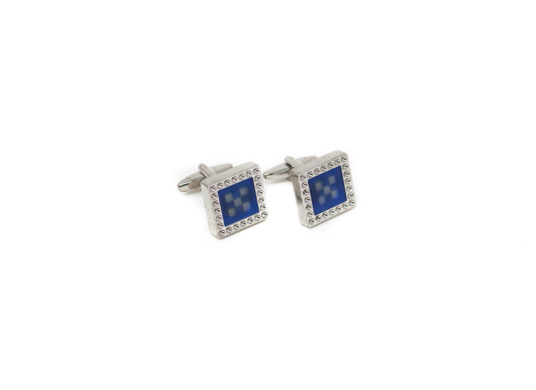 Ecliff Elie Vibrant Blue Square Silver Cufflinks