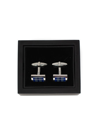Ecliff Elie Ocean and Sea Blue Striped Silver Cufflinks