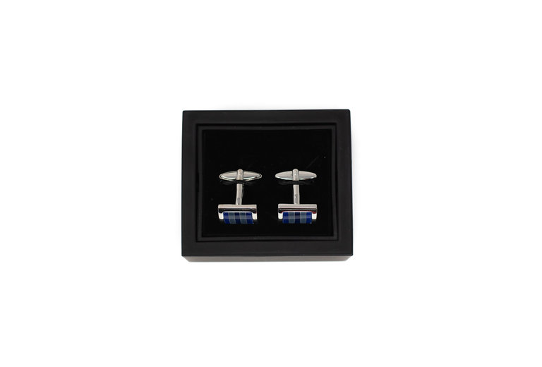 Ecliff Elie Ocean and Sea Blue Striped Silver Cufflinks