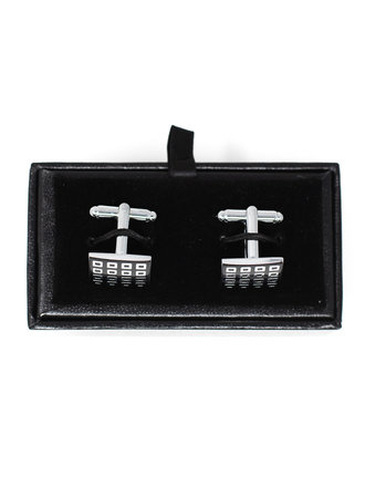 Ecliff Elie Silver and Black Small Square Design Cufflinks