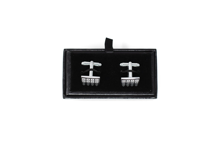 Ecliff Elie Silver and Black Small Square Design Cufflinks