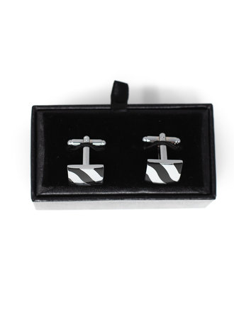 Ecliff Elie Silver and Black Sqaure Cufflinks