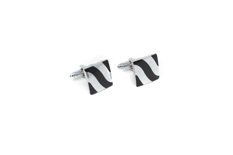 Ecliff Elie Silver and Black Sqaure Cufflinks