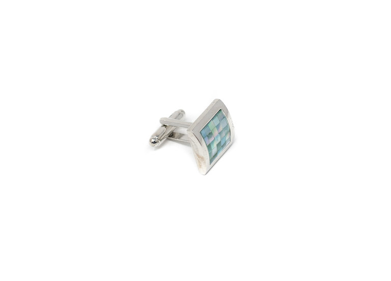 Ecliff Elie Aqua Blue Silver Cufflinks