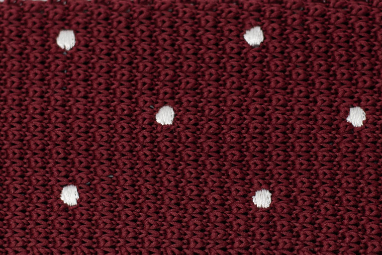 Ecliff Elie Knitted Burgundy White Dotted Tie