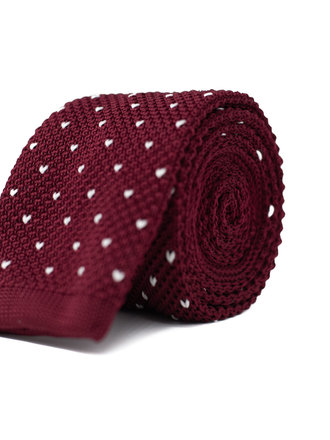 Ecliff Elie Knitted Maroon Small Heart Dotted Tie