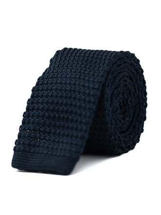 Ecliff Elie Knitted Solid Navy Blue  Tie