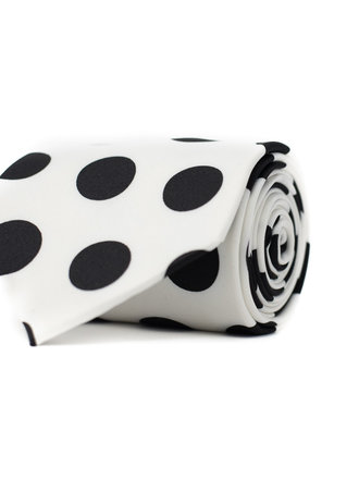 Ecliff Elie Sheen Finish White and Black Polka Dot Tie
