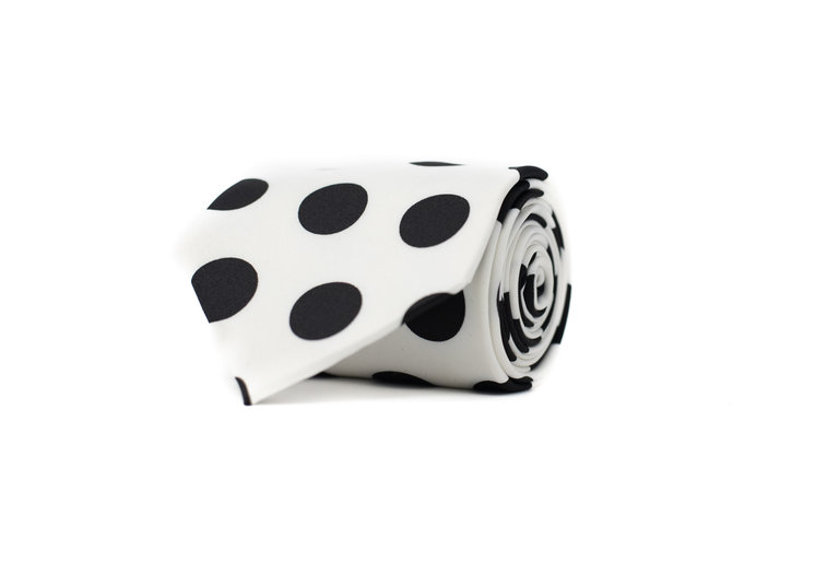 Ecliff Elie Sheen Finish White and Black Polka Dot Tie