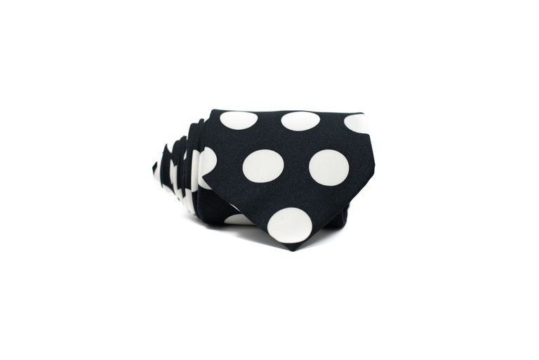 Ecliff Elie Sheen Finish Black and White Polka Dot Tie