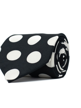 Ecliff Elie Sheen Finish Black and White Polka Dot Tie