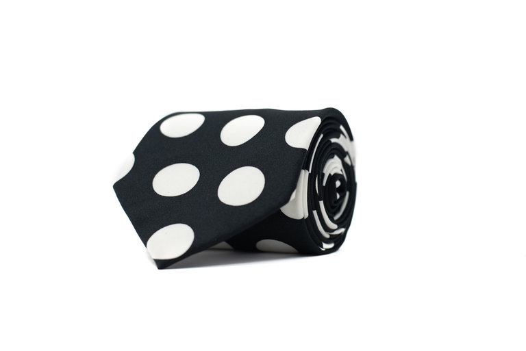 Ecliff Elie Sheen Finish Black and White Polka Dot Tie