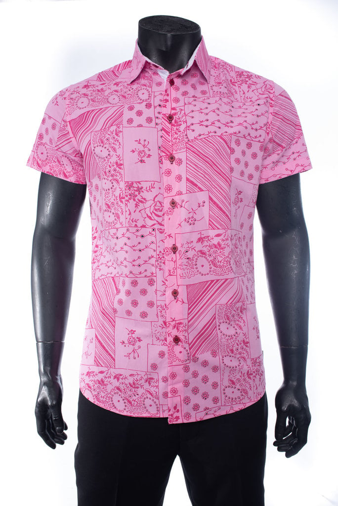 Ecliff Elie Cotton Pink Abstract Shirt