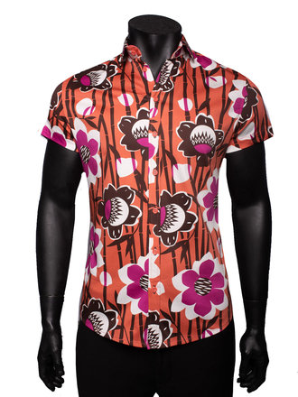 Ecliff Elie Stretch Cotton Orange Floral Shirt