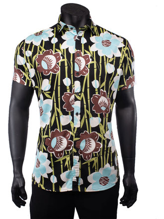 Ecliff Elie Stretch Cotton Brown Floral Shirt