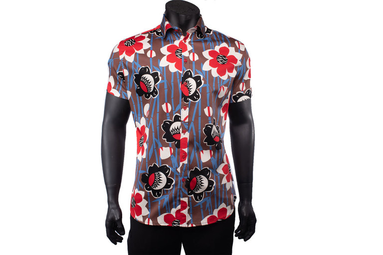 Ecliff Elie Stretch Cotton Red Floral Shirt