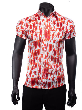 Ecliff Elie Stretch Cotton Orange Paint Shirt