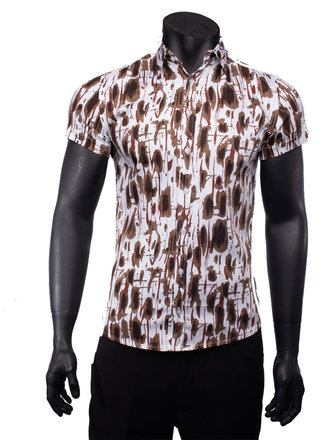 Ecliff Elie Stretch Cotton Brown Paint Shirt