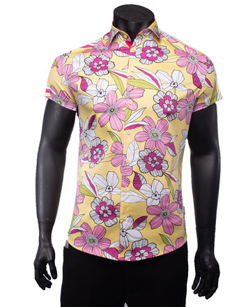 Ecliff Elie Stretch Cotton Pink Floral Shirt