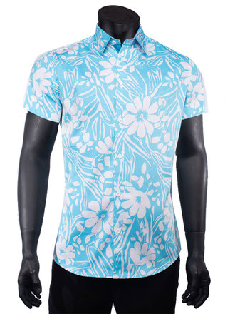 Ecliff Elie Stretch Cotton Blue Floral Shirt