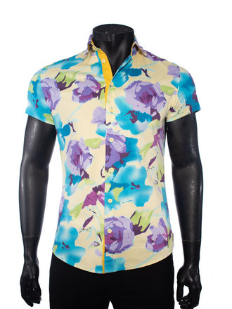 Ecliff Elie Stretch Cotton Purple Floral Shirt