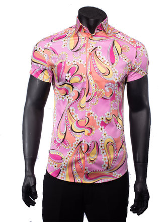 Ecliff Elie Stretch Cotton Pink Paisley Shirt