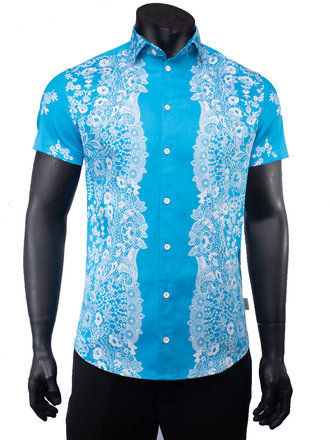 Ecliff Elie Stretch Cotton White Floral Shirt