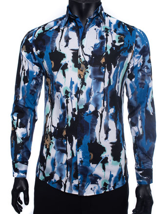 Ecliff Elie Stretch Cotton Blue Paint Shirt