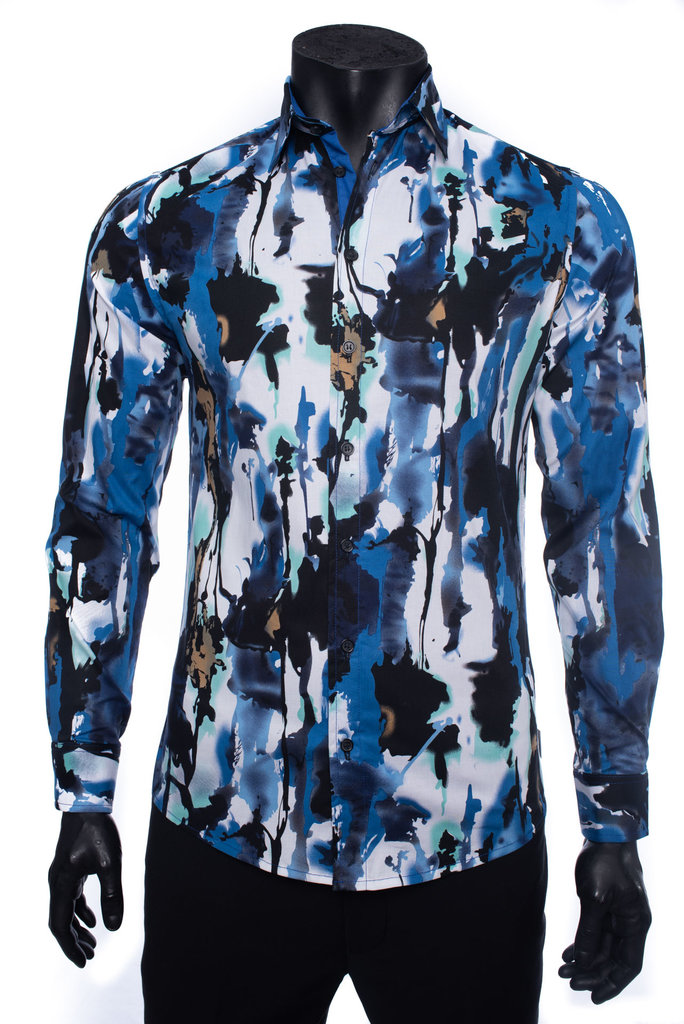 Ecliff Elie Stretch Cotton Blue Paint Shirt