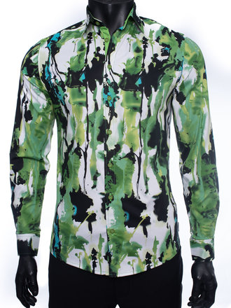 Ecliff Elie Stretch Cotton Green Paint Shirt