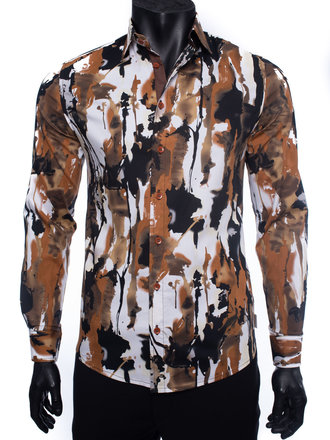 Ecliff Elie Stretch Cotton Brown Paint Shirt