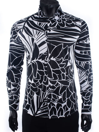 Ecliff Elie Stretch Cotton Black Floral Shirt