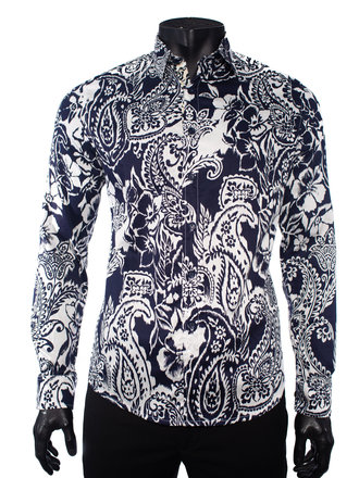 Ecliff Elie Stretch Cotton Blue Paisley Shirt