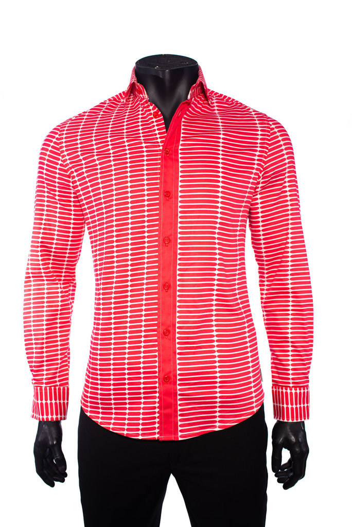 Ecliff Elie Stretch Cotton Red Oval Shirt