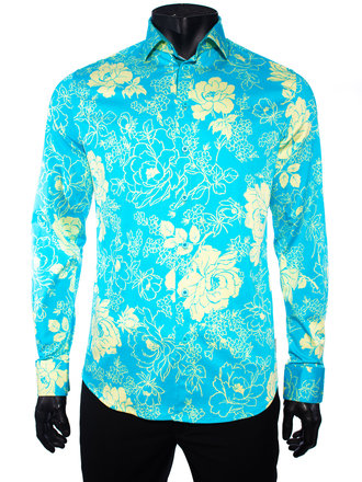 Ecliff Elie Stretch Cotton Green Floral Shirt