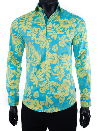 Ecliff Elie Stretch Cotton Green Leaf Shirt